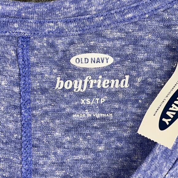 Old Navy Shirt Womens Extra Small Blue Linen Boyfriend Fit Flower Bunch NWT - Picture 3 of 8